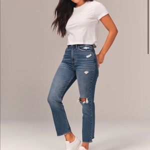 Abercrombie high rise ankle straight jean